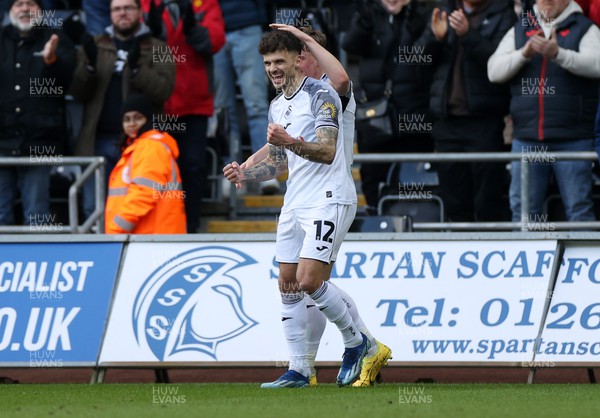 020324 - Swansea City v Blackburn Rovers - SkyBet Championship - Jamie Paterson of Swansea celebrates scoring a goal with team mates