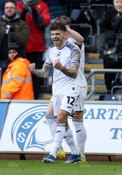 020324 - Swansea City v Blackburn Rovers - SkyBet Championship - Jamie Paterson of Swansea celebrates scoring a goal with team mates