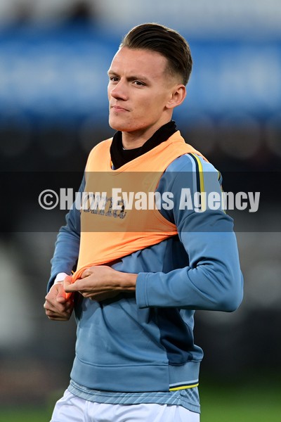 050222 - Swansea City v Blackburn Rovers - Sky Bet Championship - Hannes Wolf of Swansea City during the pre-match warm-up 