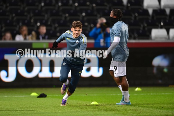 050222 - Swansea City v Blackburn Rovers - Sky Bet Championship - Jamie Paterson of Swansea City during the pre-match warm-up 