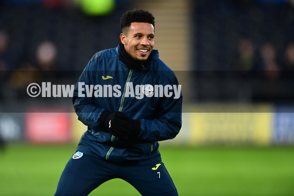 050222 - Swansea City v Blackburn Rovers - Sky Bet Championship - Korey Smith of Swansea City during the pre-match warm-up 