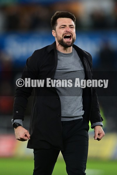 050222 - Swansea City v Blackburn Rovers - Sky Bet Championship - Russell Martin Head Coach of Swansea City celebrates at full time 