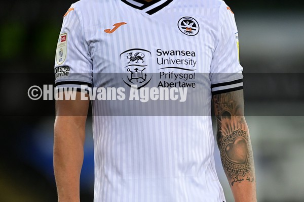 050222 - Swansea City v Blackburn Rovers - Sky Bet Championship - Cyrus Christie of Swansea City tattooed arm