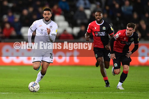 050222 - Swansea City v Blackburn Rovers - Sky Bet Championship - Cyrus Christie of Swansea City in action 