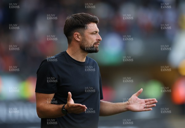 060822 - Swansea City v Blackburn Rovers, Sky Bet Championship - Swansea City head coach Russell Martin reacts during the match