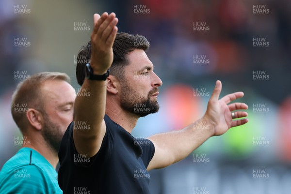 060822 - Swansea City v Blackburn Rovers, Sky Bet Championship - Swansea City head coach Russell Martin reacts during the match