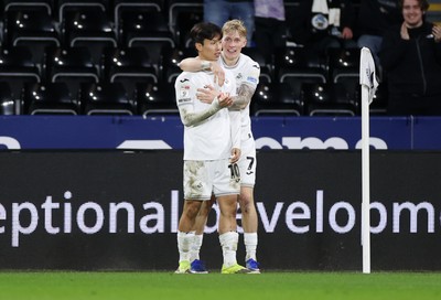 200126 - Swansea City v Blackburn Rovers - SkyBet Championship - Eom Ji-Sung of Swansea City celebrates scoring a goal