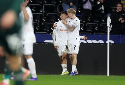 200126 - Swansea City v Blackburn Rovers - SkyBet Championship - Eom Ji-Sung of Swansea City celebrates scoring a goal