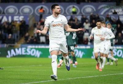 200126 - Swansea City v Blackburn Rovers - SkyBet Championship - Zan Vipotnik of Swansea City celebrates scoring a goal