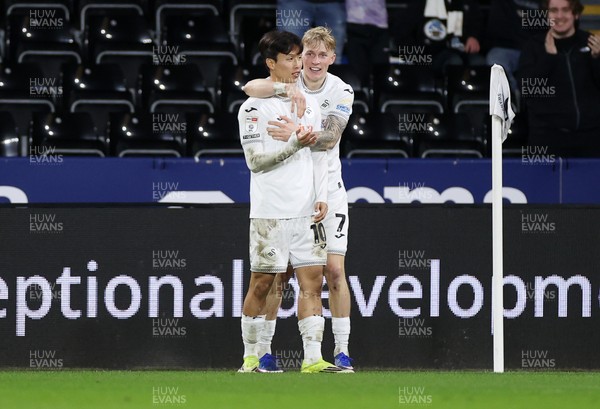 200126 - Swansea City v Blackburn Rovers - SkyBet Championship - Eom Ji-Sung of Swansea City celebrates scoring a goal