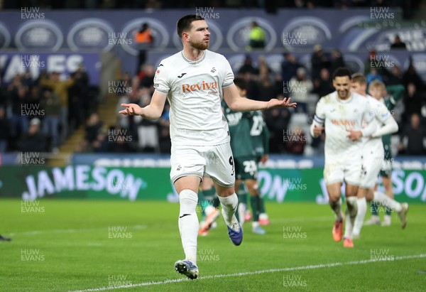 200126 - Swansea City v Blackburn Rovers - SkyBet Championship - Zan Vipotnik of Swansea City celebrates scoring a goal