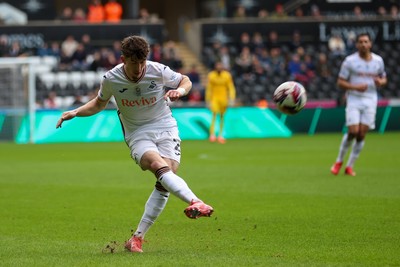 220225 - Swansea City v Blackburn Rovers - Sky Bet Championship - Josh Key of Swansea City