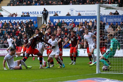 220225 - Swansea City v Blackburn Rovers - Sky Bet Championship - Zan Vipotnik of Swansea City scores