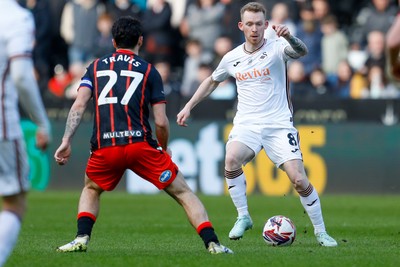 220225 - Swansea City v Blackburn Rovers - Sky Bet Championship - Lewis O'Brien of Swansea City