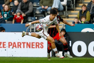 220225 - Swansea City v Blackburn Rovers - Sky Bet Championship - Ji-sung Eom of Swansea City