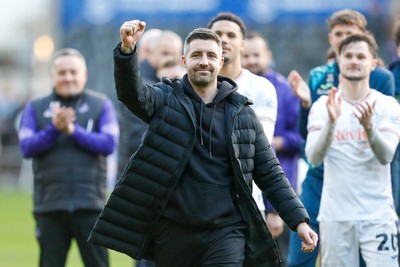 220225 - Swansea City v Blackburn Rovers - Sky Bet Championship - Swansea City Interim Manager Alan Sheehan celebrates at full time