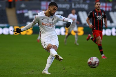 220225 - Swansea City v Blackburn Rovers - Sky Bet Championship - Josh Ginnelly of Swansea City