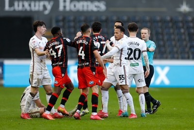 220225 - Swansea City v Blackburn Rovers - Sky Bet Championship - Scuffle between players