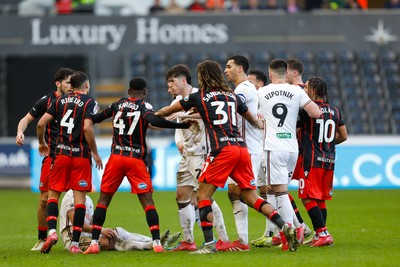 220225 - Swansea City v Blackburn Rovers - Sky Bet Championship - Scuffle between players