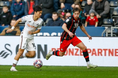 220225 - Swansea City v Blackburn Rovers - Sky Bet Championship - Ji-sung Eom of Swansea City