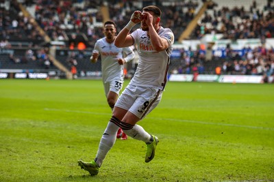 220225 - Swansea City v Blackburn Rovers - Sky Bet Championship - Zan Vipotnik of Swansea City celebrates after scoring