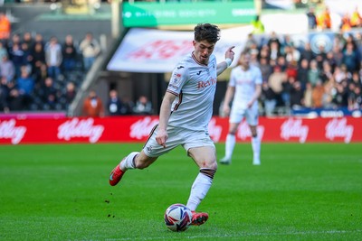 220225 - Swansea City v Blackburn Rovers - Sky Bet Championship - Josh Key of Swansea City