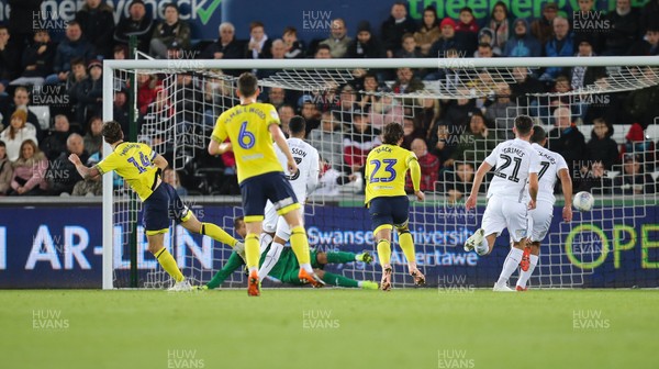 231018 - Swansea City v Blackburn Rovers, Sky Bet Championship - Charlie Mulgrew of Blackburn Rovers scores from the penalty spot