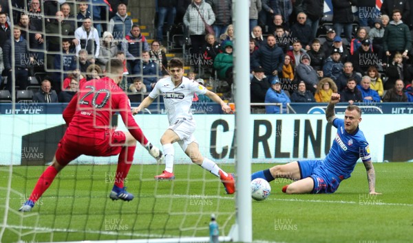 020319 - Swansea City v Bolton Wanderers, Sky Bet Championship - Daniel James of Swansea City looks on as his shot goes wide of the post