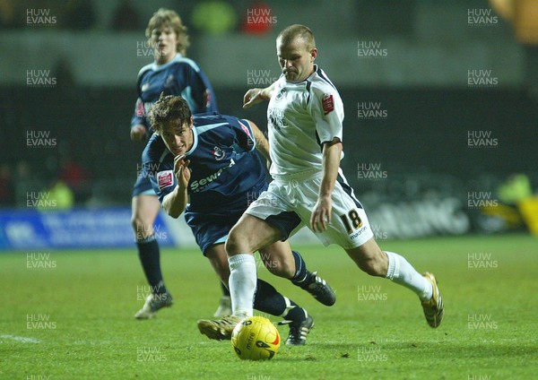 030206 Swansea City v Bournemouth Swansea's Andy Robinson strikes to score goal  