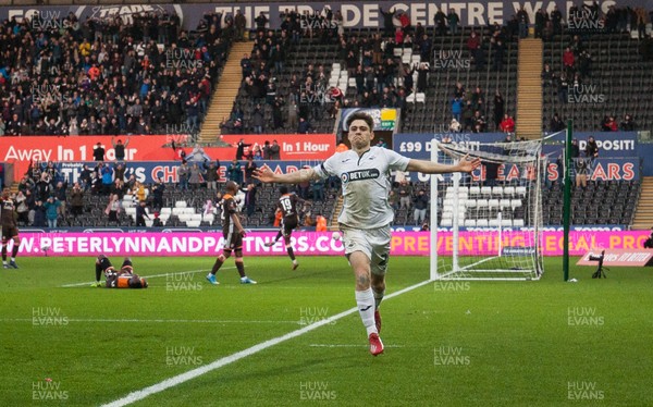 170219 - Swansea City v Brentford, FA Cup Fifth Round - Daniel James of Swansea City celebrates after scoring the second goal