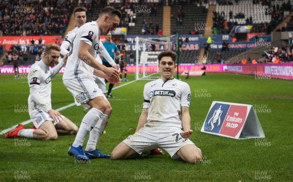 170219 - Swansea City v Brentford, FA Cup Fifth Round - Daniel James of Swansea City celebrates after scoring the second goal
