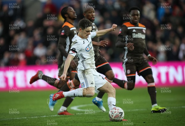 170219 - Swansea City v Brentford, FA Cup Fifth Round - Daniel James of Swansea City shoots to score the second goal