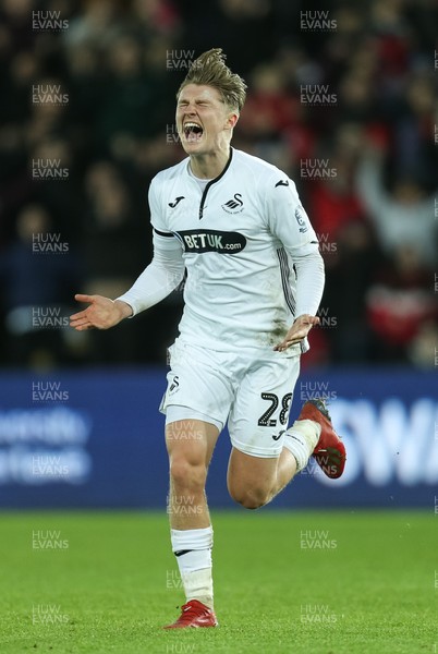 170219 - Swansea City v Brentford, FA Cup Fifth Round - George Byers of Swansea City celebrates after scoring the fourth goal