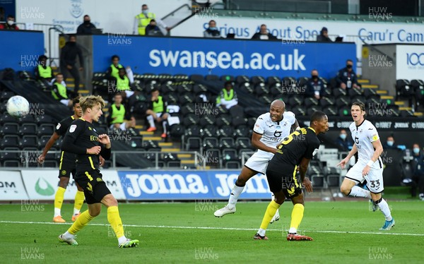260720 - Swansea City v Brentford - EFL SkyBet Championship Play-Off - Andre Ayew of Swansea City scores goal