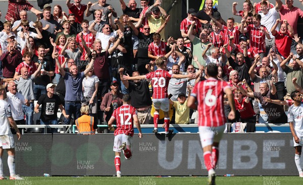 020923 - Swansea City v Bristol City, Sky Bet Championship - Sam Bell of Bristol City celebrates in front of the Bristol City fans after scoring the second goal