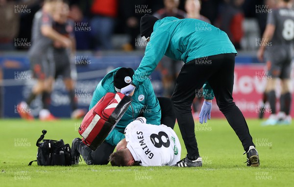 170123 - Swansea City v Bristol City - FA Cup 3rd Round Reply - Matt Grimes of Swansea City is seen to by club medics