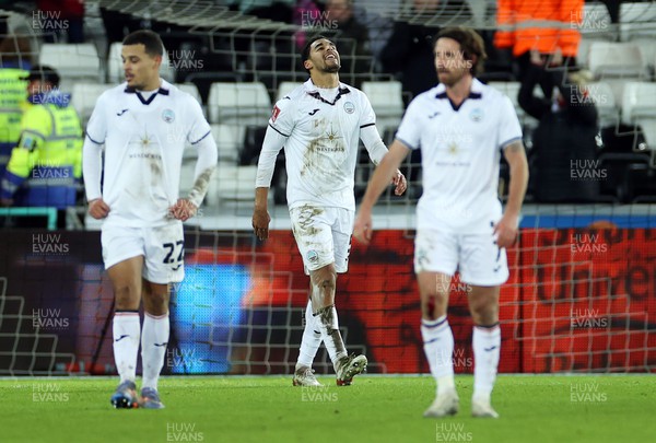 170123 - Swansea City v Bristol City - FA Cup 3rd Round Reply - Dejected Ben Cabango of Swansea City 