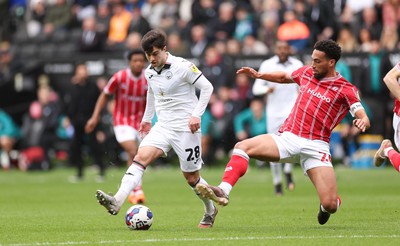 190323 - Swansea City v Bristol City, EFL Sky Bet Championship - Liam Walsh of Swansea City is tackled by Zak Vyner of Bristol City