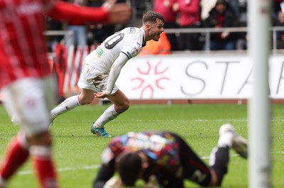 190323 - Swansea City v Bristol City, EFL Sky Bet Championship - Liam Cullen of Swansea City celebrates after he shoots to score the opening goal