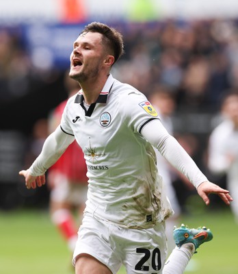 190323 - Swansea City v Bristol City, EFL Sky Bet Championship - Liam Cullen of Swansea City celebrates after he shoots to score the opening goal