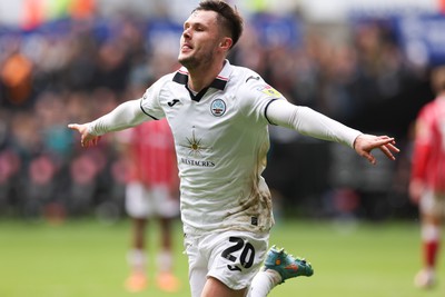 190323 - Swansea City v Bristol City, EFL Sky Bet Championship - Liam Cullen of Swansea City celebrates after he shoots to score the opening goal