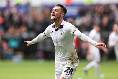 190323 - Swansea City v Bristol City, EFL Sky Bet Championship - Liam Cullen of Swansea City celebrates after he shoots to score the opening goal