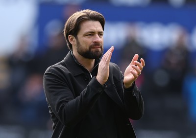 190323 - Swansea City v Bristol City, EFL Sky Bet Championship - Swansea City head coach Russell Martin celebrates at the end of the match