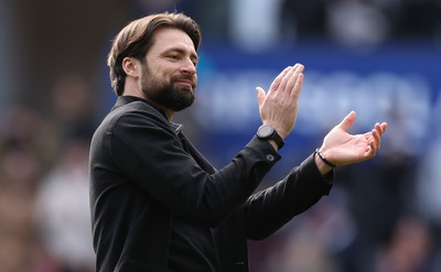 190323 - Swansea City v Bristol City, EFL Sky Bet Championship - Swansea City head coach Russell Martin celebrates at the end of the match