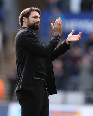 190323 - Swansea City v Bristol City, EFL Sky Bet Championship - Swansea City head coach Russell Martin celebrates at the end of the match