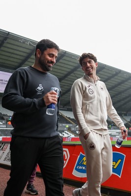 210226 - Swansea City v Bristol City - Sky Bet Championship - Vitor Matos Swansea City Manager (L) and Josh Key of Swansea City (R) arrive