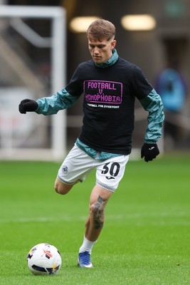 210226 - Swansea City v Bristol City - Sky Bet Championship - Ethan Galbraith of Swansea City warms up