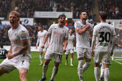 210226 - Swansea City v Bristol City - Sky Bet Championship - Zan Vipotnik of Swansea City celebrates scoring the first goal