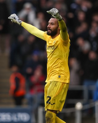 210226 - Swansea City v Bristol City - Sky Bet Championship - Lawrence Ian Vigouroux of Swansea City celebrates at the full-time whistle