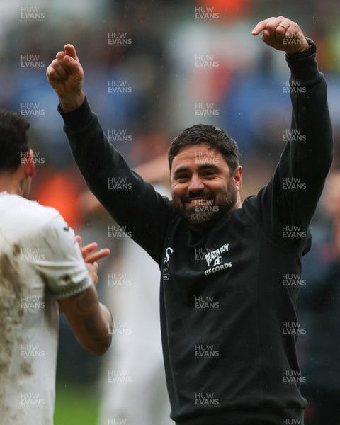 210226 - Swansea City v Bristol City - Sky Bet Championship - Vitor Matos Swansea City Manager celebrates at full-time